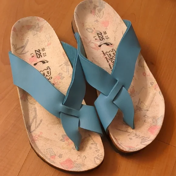 Birkenstock Blue Sandals Comfortable Arch Support - Picture 1 of 3